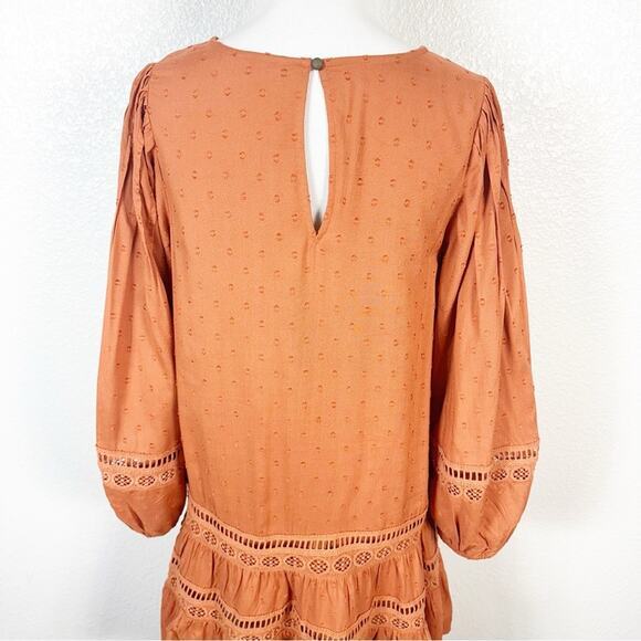 Anthropologie Women’s Tiered Puff Sleeve Mini Dress in Orange Size Small - Picture 8 of 11